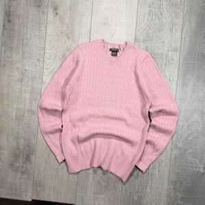 Vintage 2000s 90s Eddie Bauer green tag pink cable knit sweater Size S